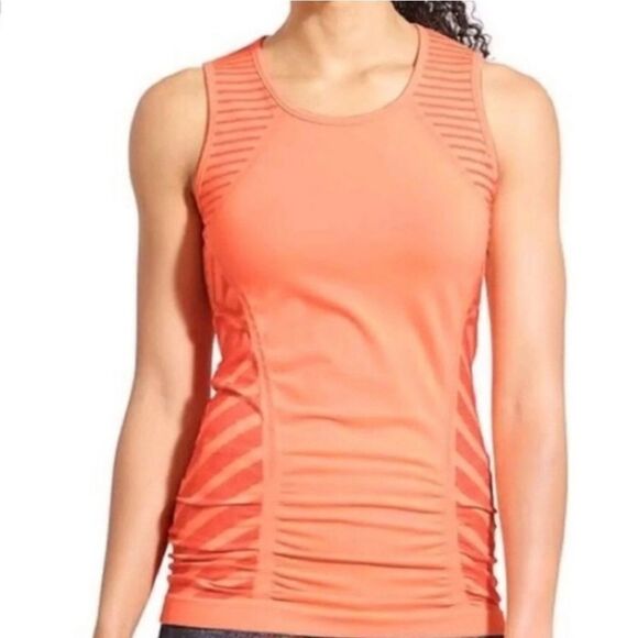 Athleta Jet Stripe Fastest Track Coral Tank Top - Picture 1 of 9